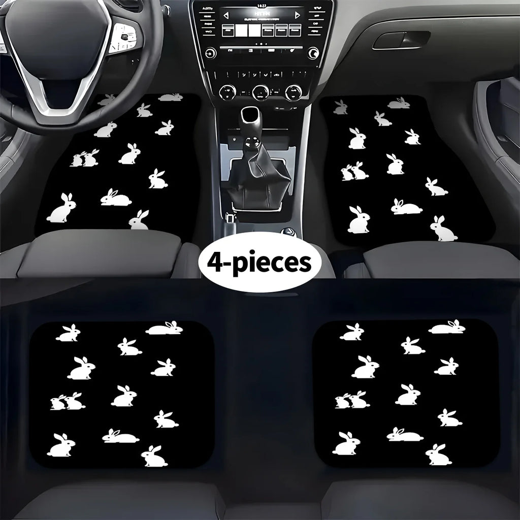 4-Piece Rabbit Print Car Floor Mats – Universal Fit | HIP Car Floor Mats HIP