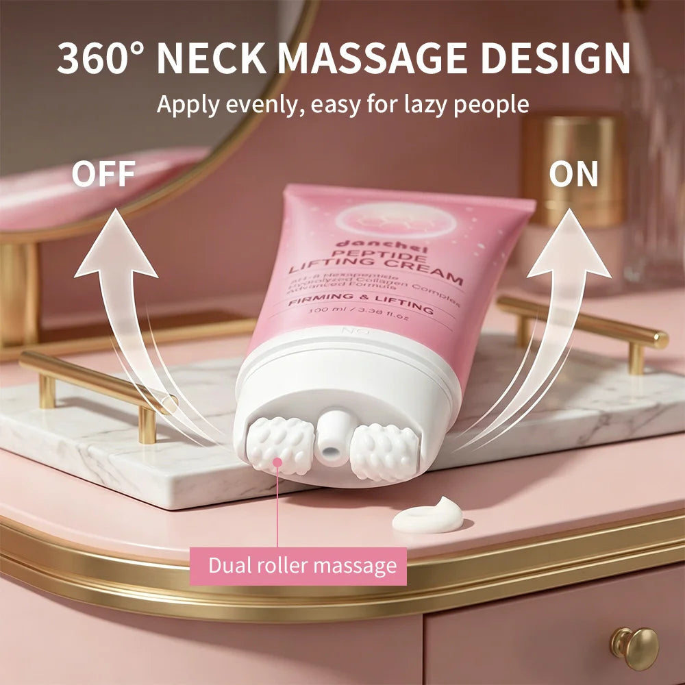 AH-8 Hexapeptide Neck Firming Cream Dual Roller Massage Anti Wrinkle Tightening Sagging Skin Long Lasting Hydration Skincare HIP