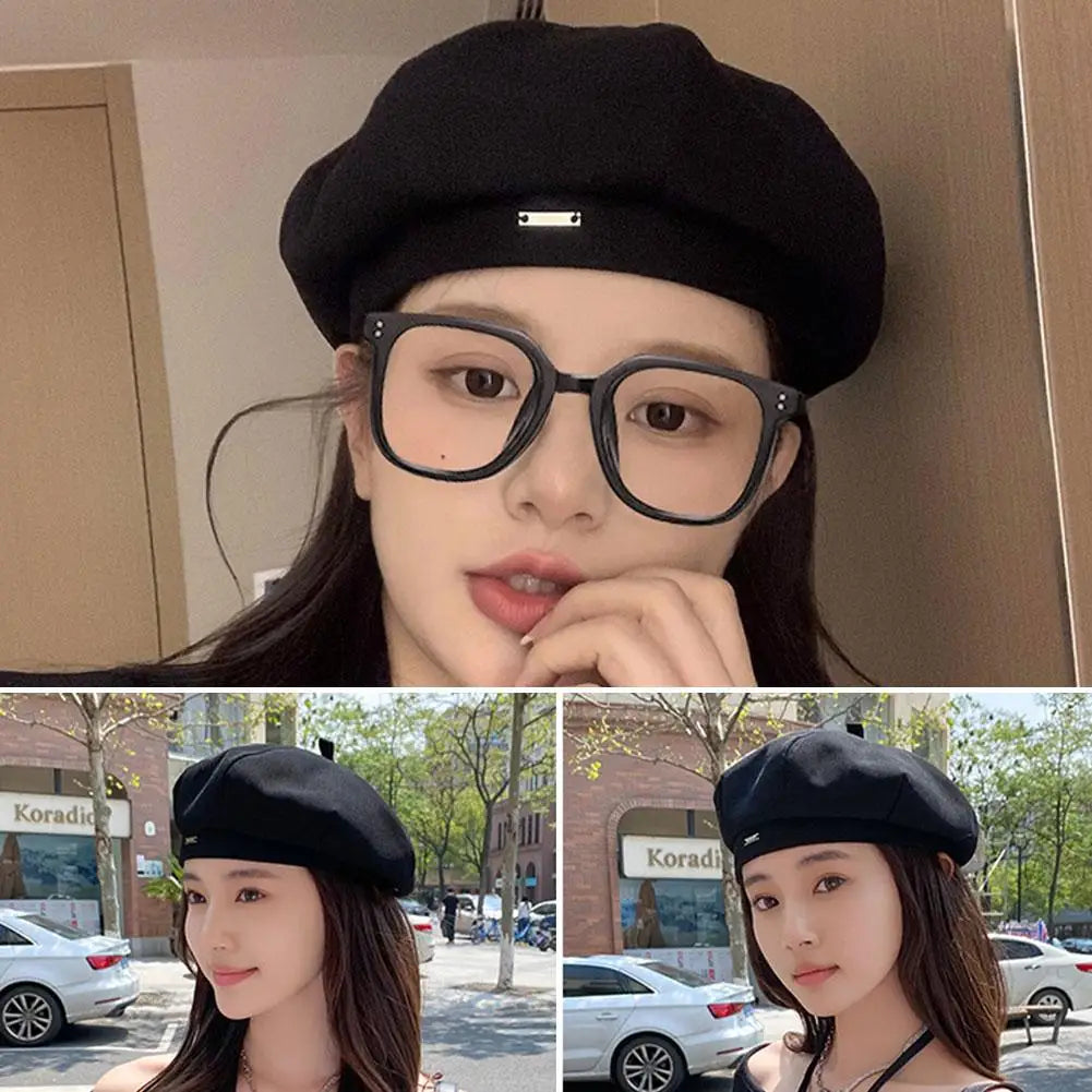 Solid Color Women Berets Korean Fashion Retro Octagonal Hat Elegant Lady Artist Painter Cap Newsboy Beanie Bonnet HIP