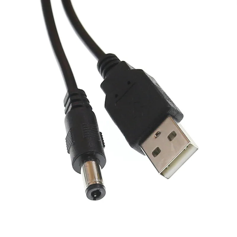 USB to DC Cable 1m – 5.5×2.1mm Barrel Plug 5V Power Supply USB Power Cable HIP