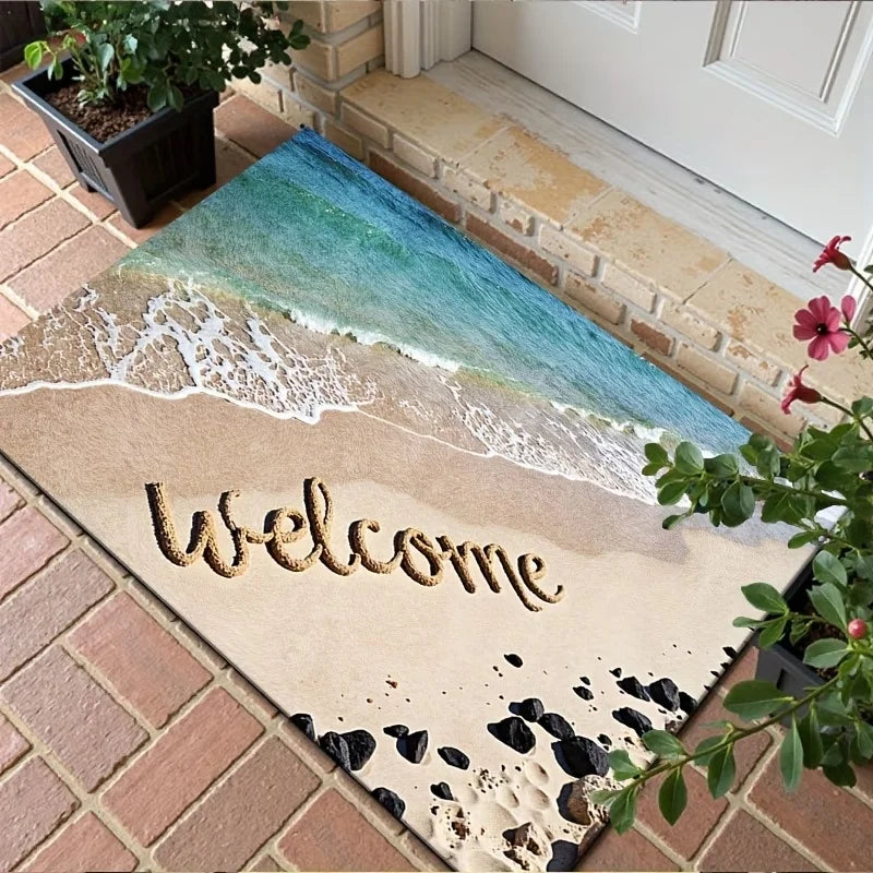 Beach Wave Entryway Mat – Non-Slip Washable Ocean Rug Entryway Floor Mat HIP