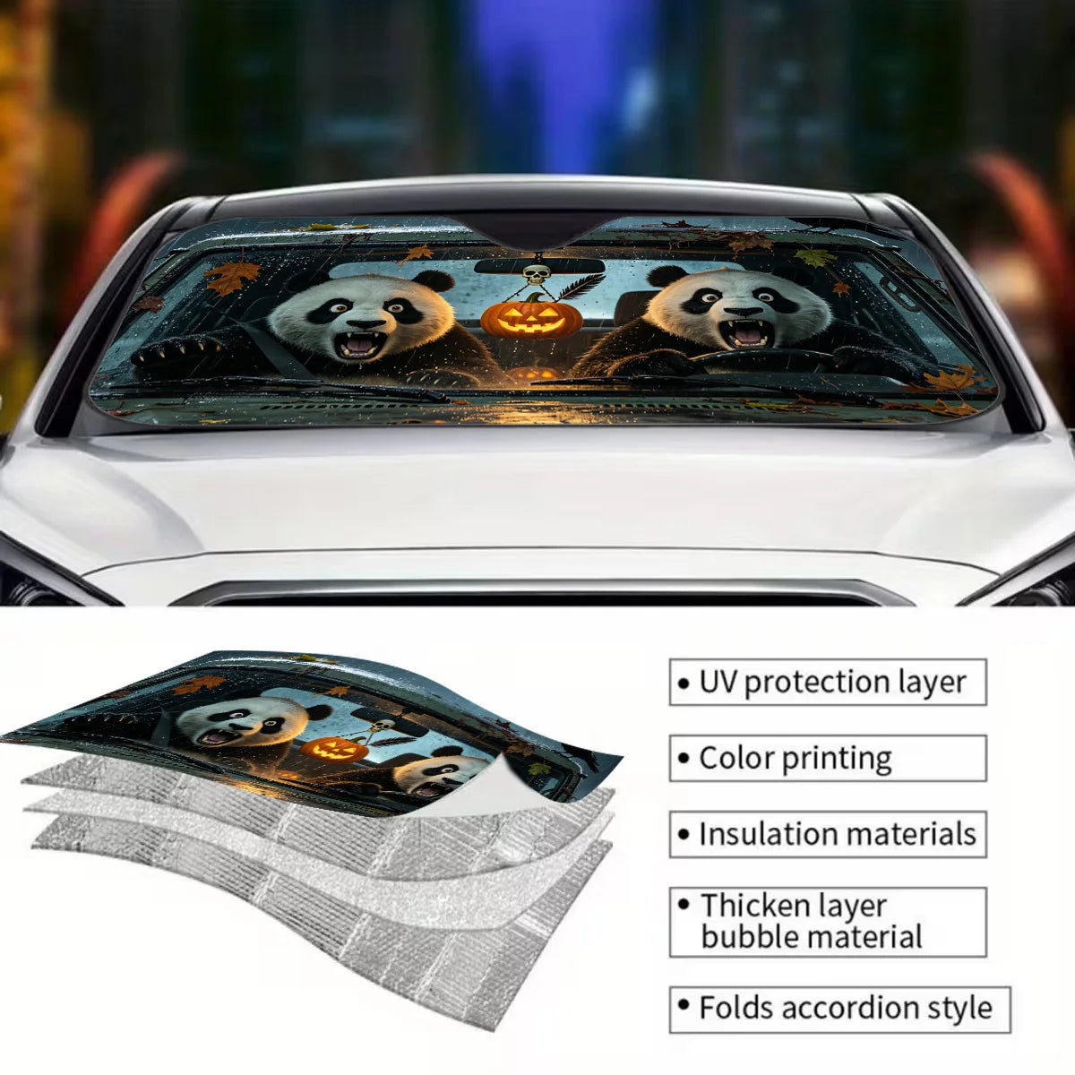 Panda Foldable Car Windshield Sunshade – Cool & Easy Install Car Windshield Sunshade HIP