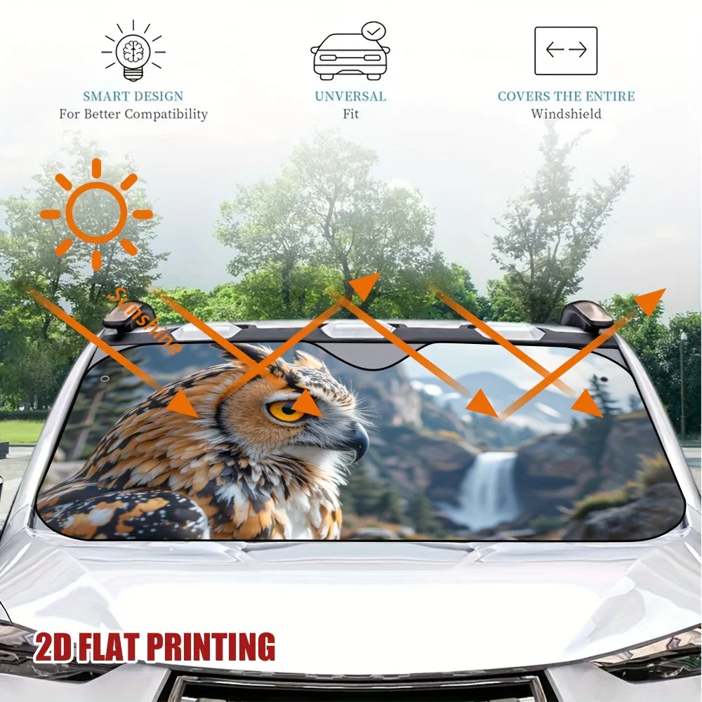 Owl Print Windshield Sunshade – UV-Blocking Car Sun Shield Car Windshield Sunshade HIP