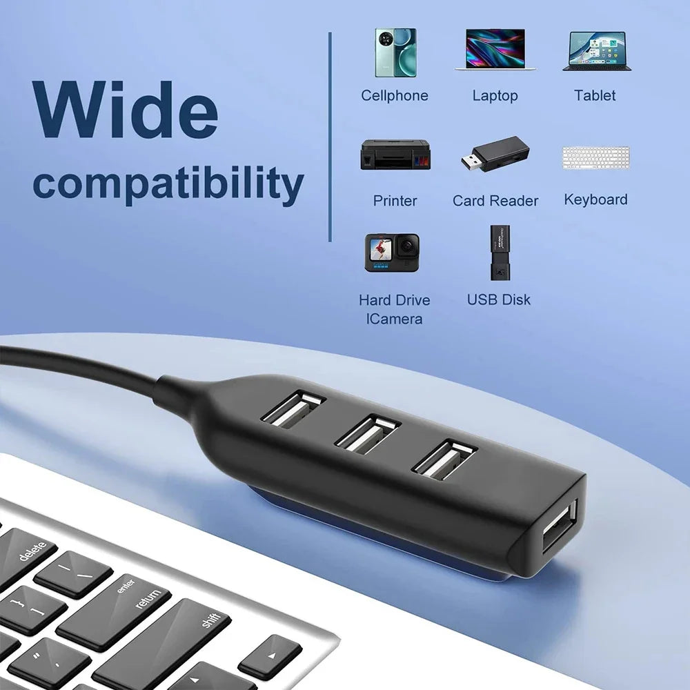 KEBIDUMEI 4-Port USB 2.0 Hub OTG Adapter – High Speed Splitter USB Hub Adapter HIP