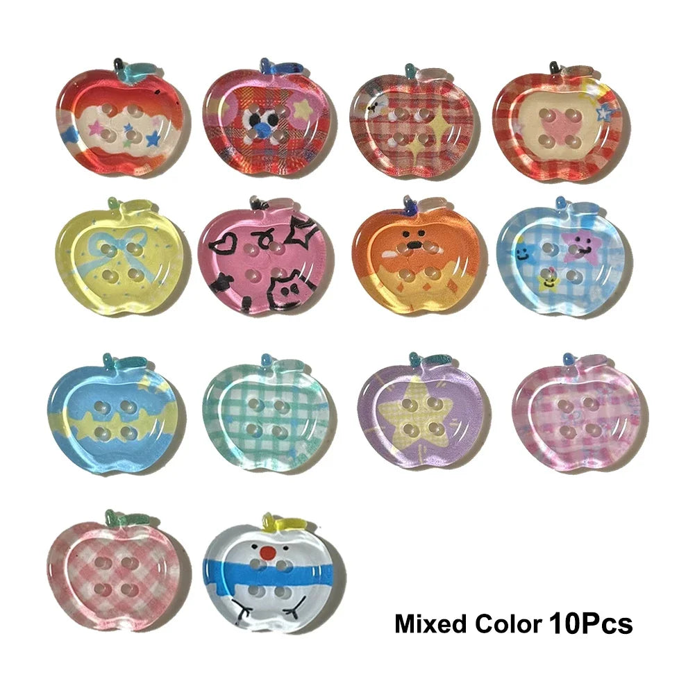 10pcs/bag Ins Style DIY Buttons for Apparel Sewing Supplies Fashion Doll Clothes Accessories and Journaling Scrapbooking Decor HIP Mix Color 10Pcs