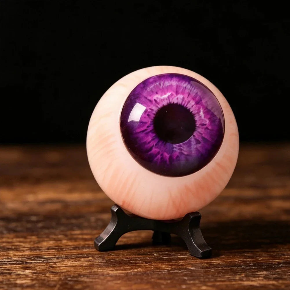 Gothic Creepy Purple Eyeball Realistic 3D Monster Human Eyeball Resin Figurine With Display Stand Desktop Home Ornament Decor HIP