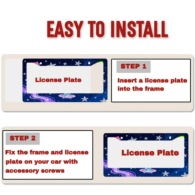 Metal License Plate Frame – Aerospace Stars Pattern Design License Plate Frame HIP
