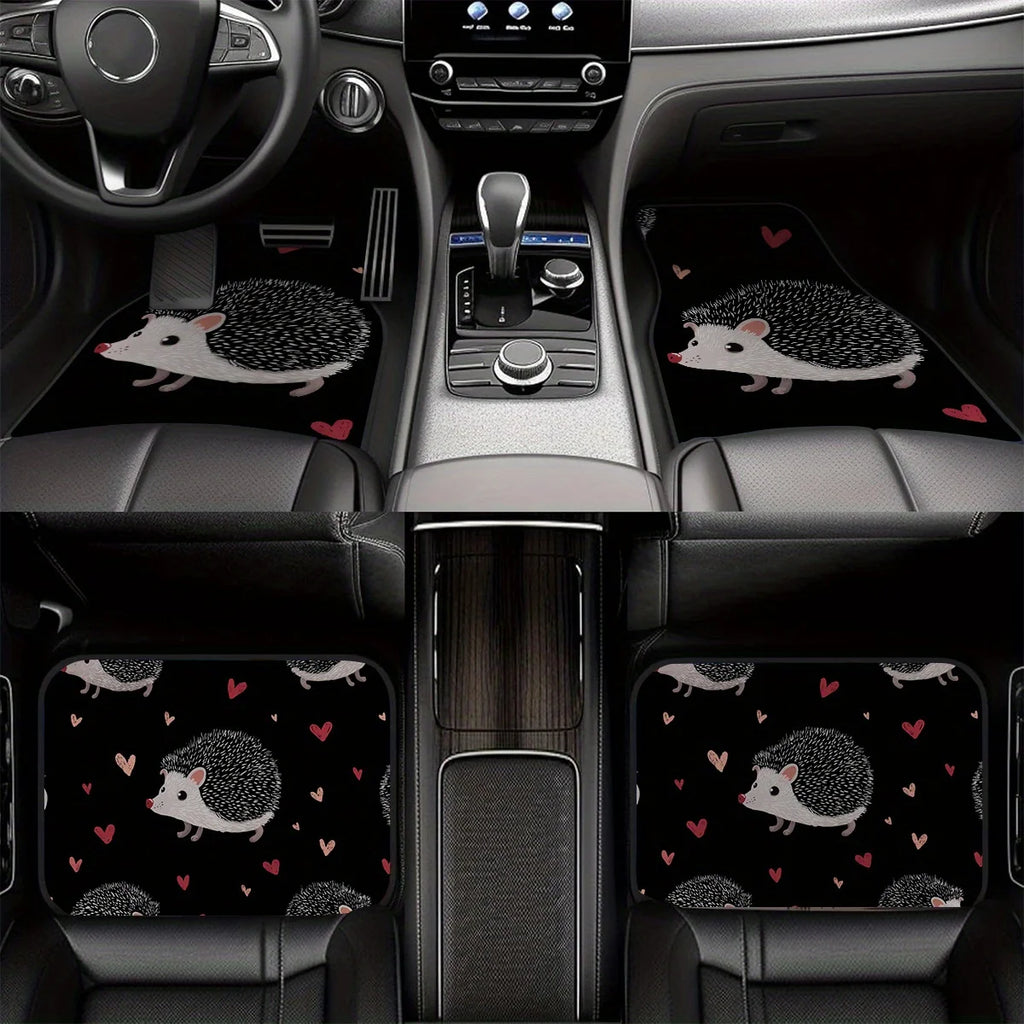 4-Piece Non-Slip Car Floor Mats – Hedgehog Heart Pattern Car Floor Mats HIP
