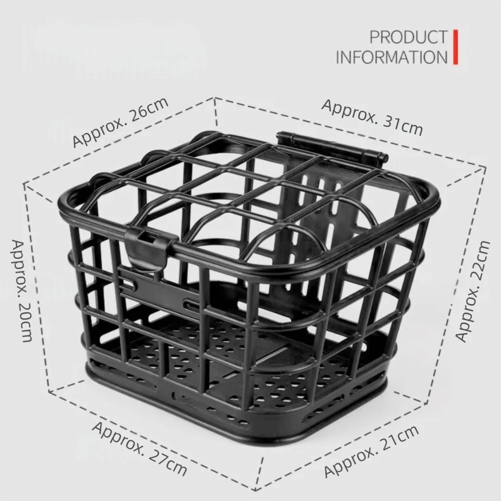 Detachable Bike Front Basket with Lid – Black Plastic Bike Front Basket HIP