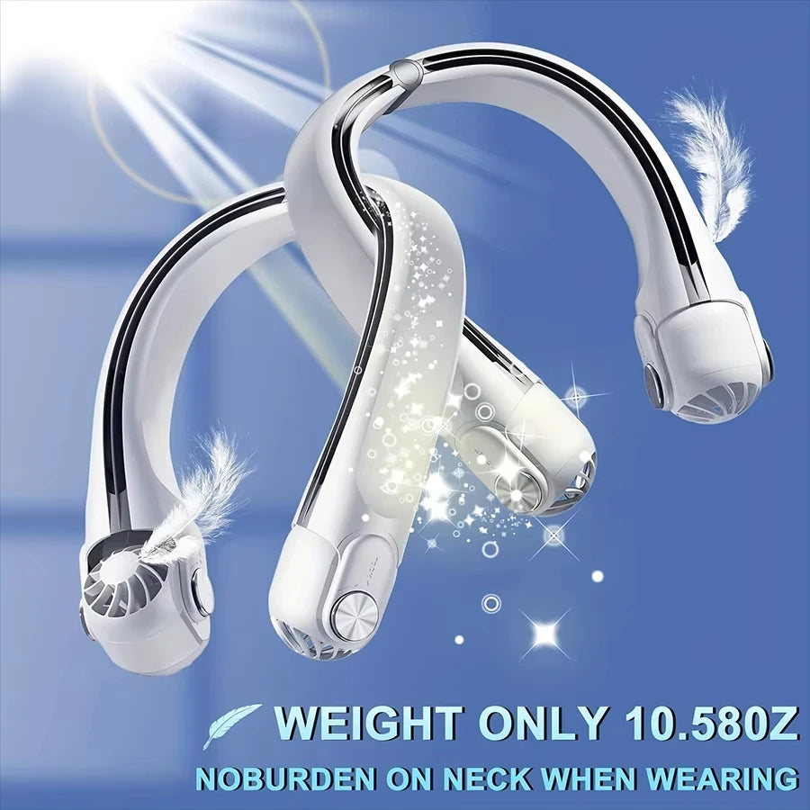 Portable Bladeless Neck Fan – USB Rechargeable, 3 Speeds Wearable Neck Fan HIP