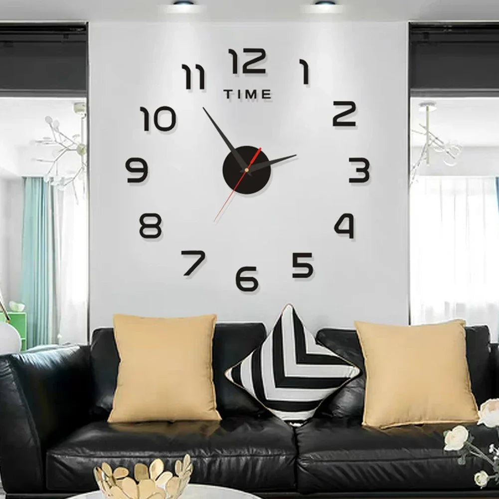 Large DIY Acrylic Wall Clock 40cm/90cm 3D Silent Frameless Wall Sticker Home Decor Gift For Living Room Bedroom Kitchen Office HIP
