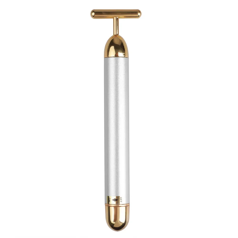 24K Gold Vibrating Facial Roller Massager – Firm & Lift Vibrating Facial Roller HIP Silvery-OPP