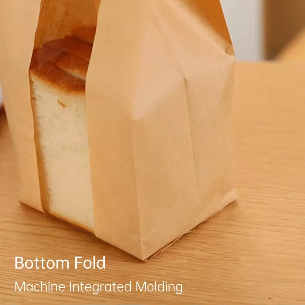50PCS Cowhide Bread Bags Toast Bags Packaging Bags Self Sealing Bread Bags Baked Goods Packaging Bag for Sandwich Pastry Shops HIP
