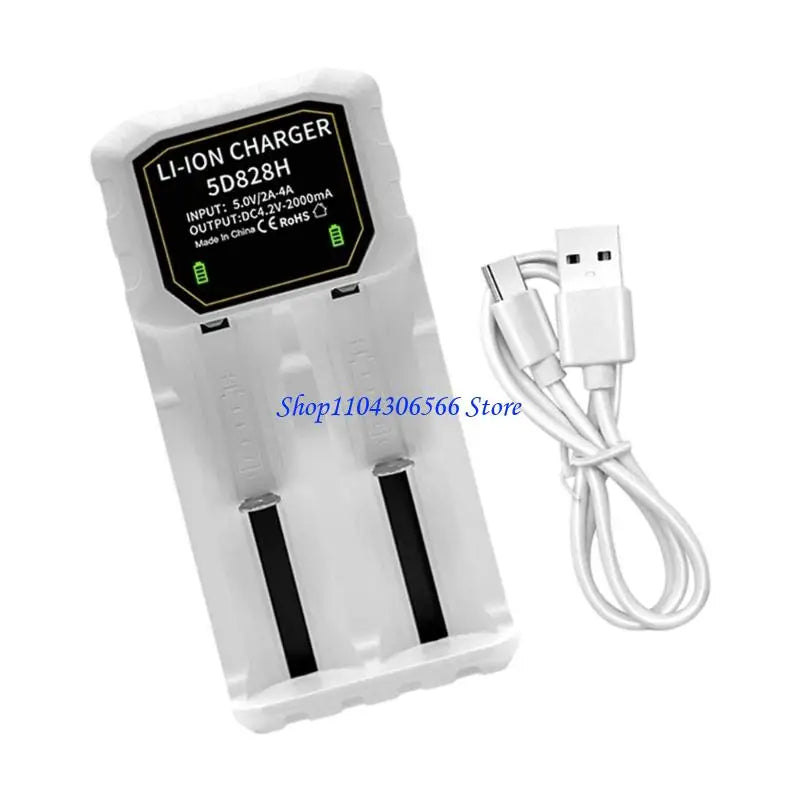 2-Bay Adjustable Battery Charger – 18650/26650/32650 USB-C Battery Charger Dock HIP