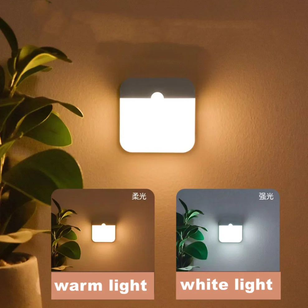 Motion Sensor LED Night Light – USB Rechargeable Square Lamp Motion Sensor Night Light HIP
