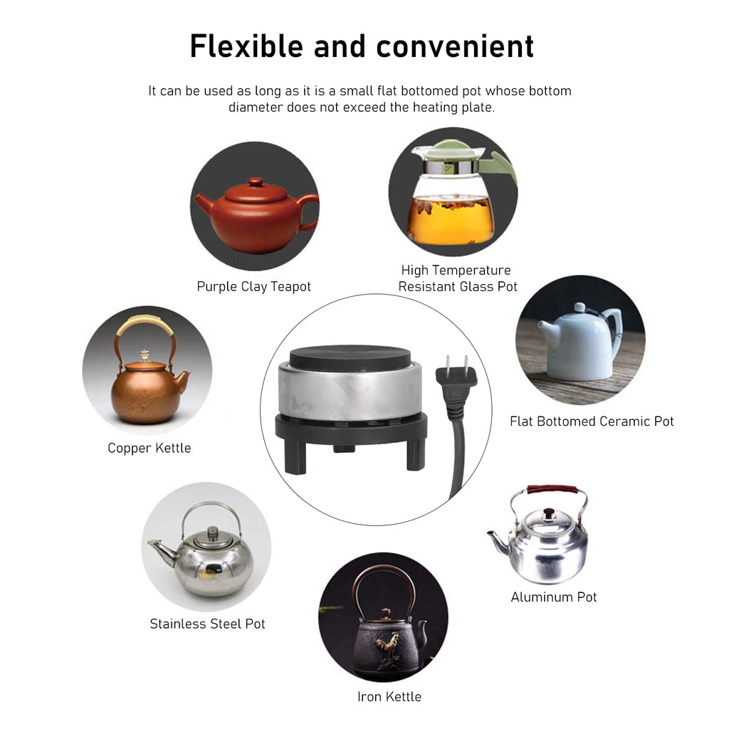 300W Mini Electric Stove Iron Hot Plate Tea Coffee Pot Warmer Heater for Home Office Dormitory Coffee Heater Electric Tea Warmer HIP