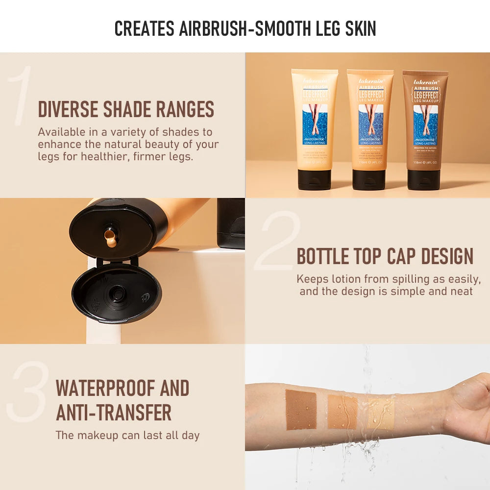 Leg Makeup Lotion Even Skin Tone Body Foundation Waterproof Long Lasting Body Tanning Cream Medium Bronze Leg Makeup HIP