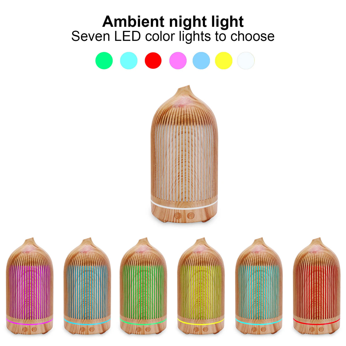 200ml Mini Hollow Humidifier with Night Light USB Powered Diffuser 5V Light Wood Grain Desktop Humidifier Humidifying Tool HIP