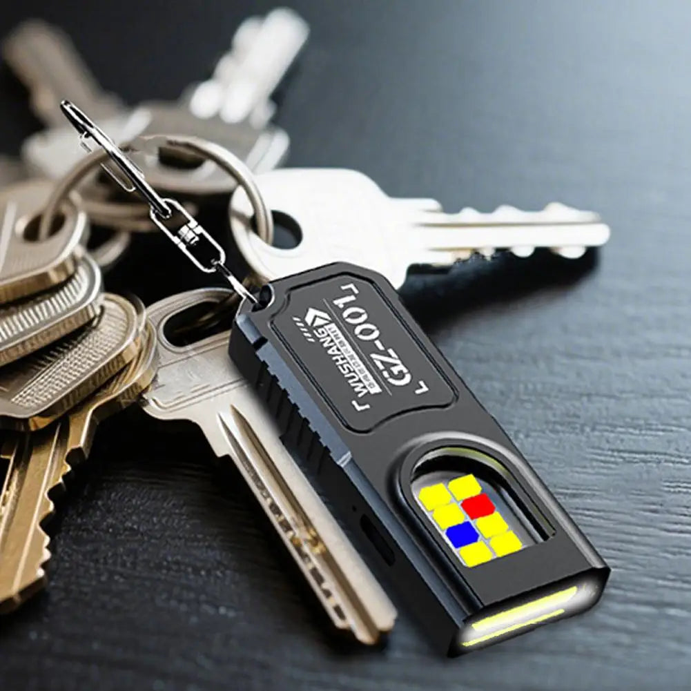 Portable Keychain Flashlight USB Rechargeable LED Flashlight Clip Multifunctional Strong Light Pocket Keychain Work Light HIP