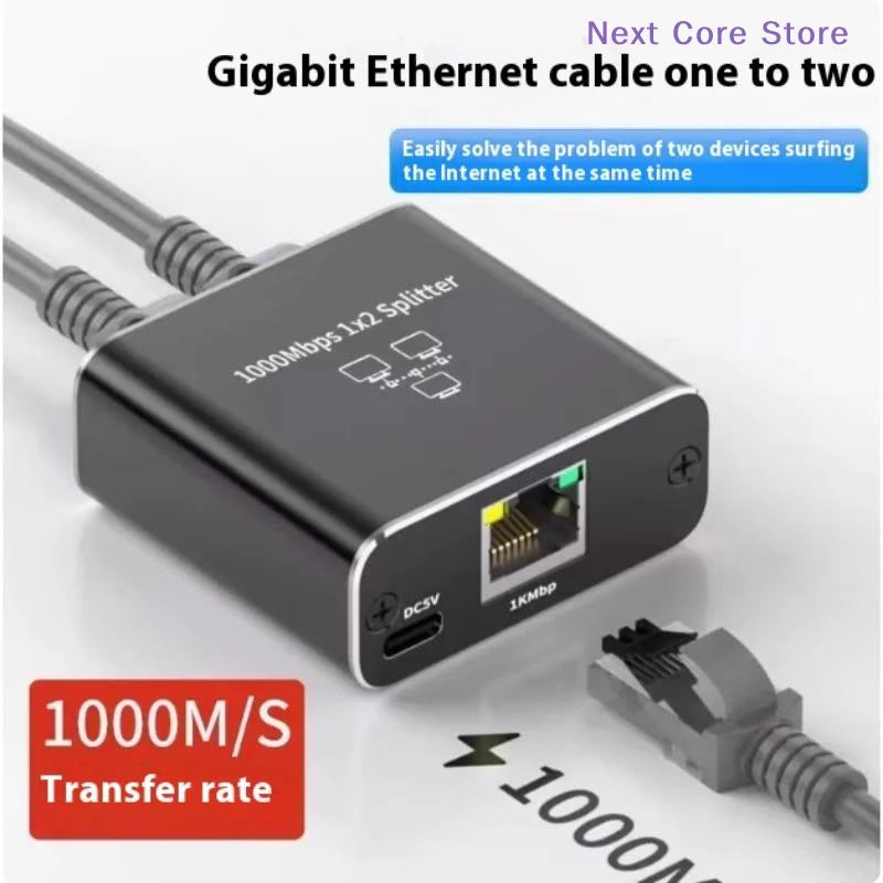 RJ45 Gigabit Ethernet Splitter – 1 to 2 Network Switch Ethernet Network Splitter HIP