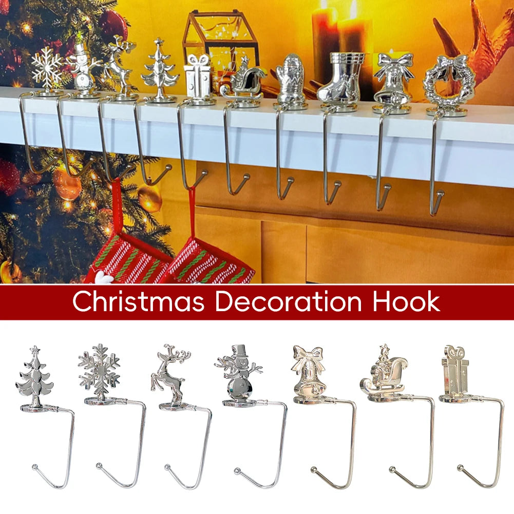 2026 New Year Christmas Fireplace Hooks for Hanging Stockings Metal No Glue Table Edge Hooks Decorative Quick Setup Home Hooks HIP