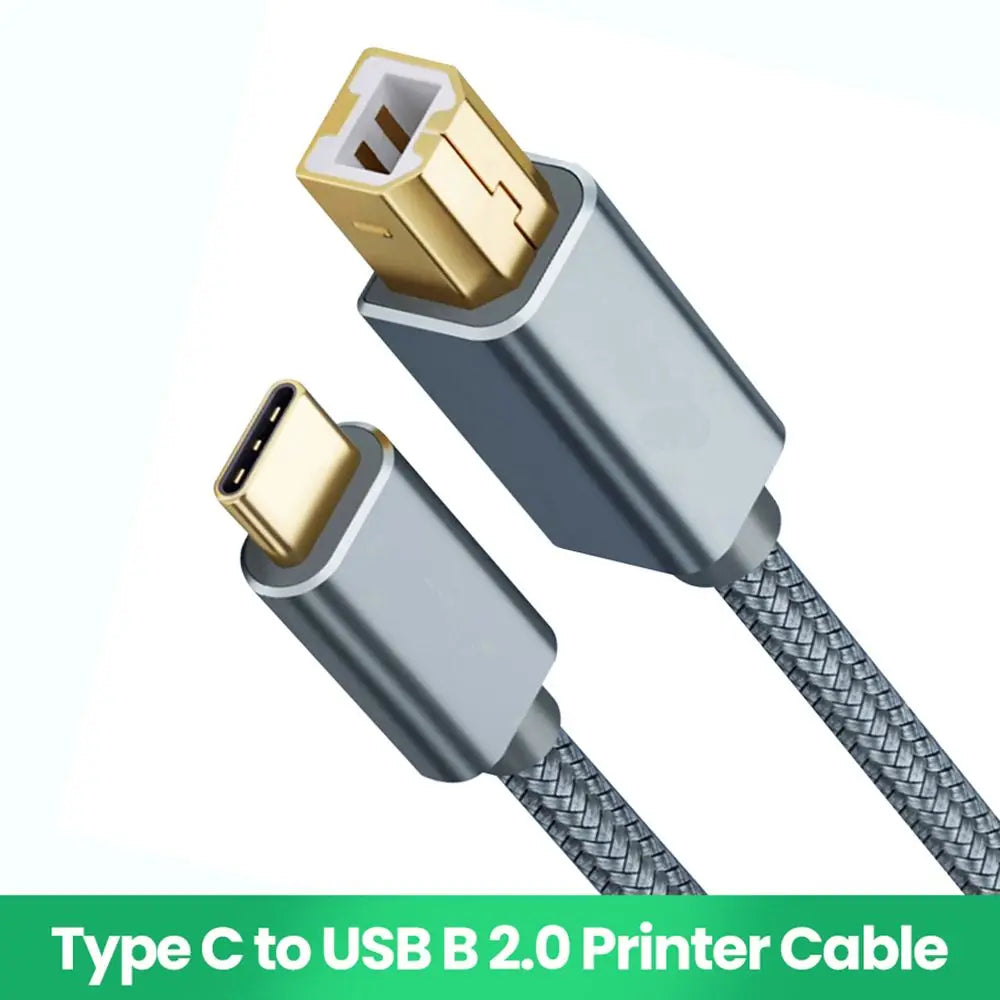 USB Type-C to USB-B 2.0 Printer Cable – HP, Epson, Brother USB Printer Cable HIP