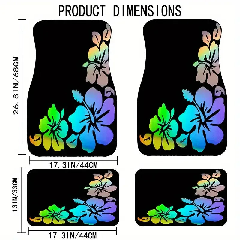 4-Piece Floral Car Floor Mats – All-Season Universal Fit Car Floor Mats HIP 1