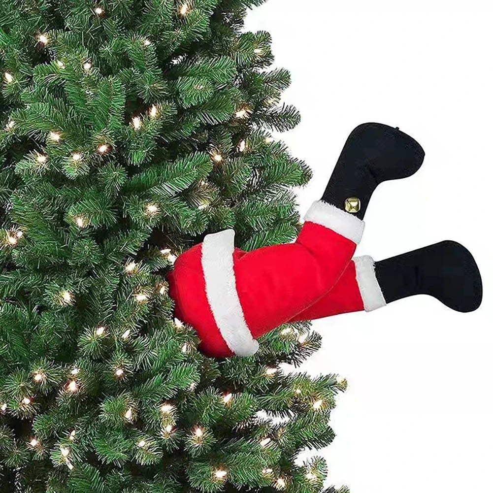 Creative Santa Legs Plush Christmas Tree Decoration Festive Character Topper Alternative Holiday Gift Pile Decor HIP