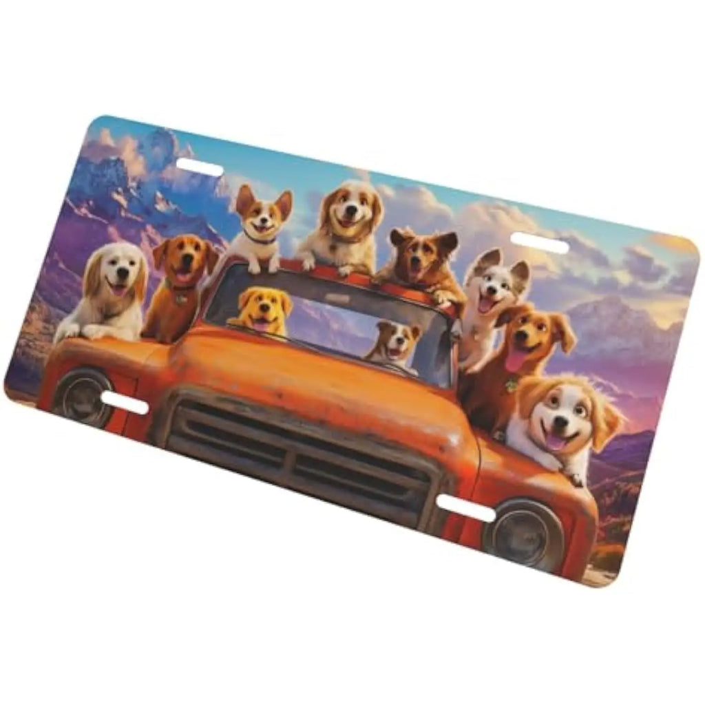 Funny Dogs in Truck Aluminum License Plate Frame | Vanity Tag License Plate Frame HIP