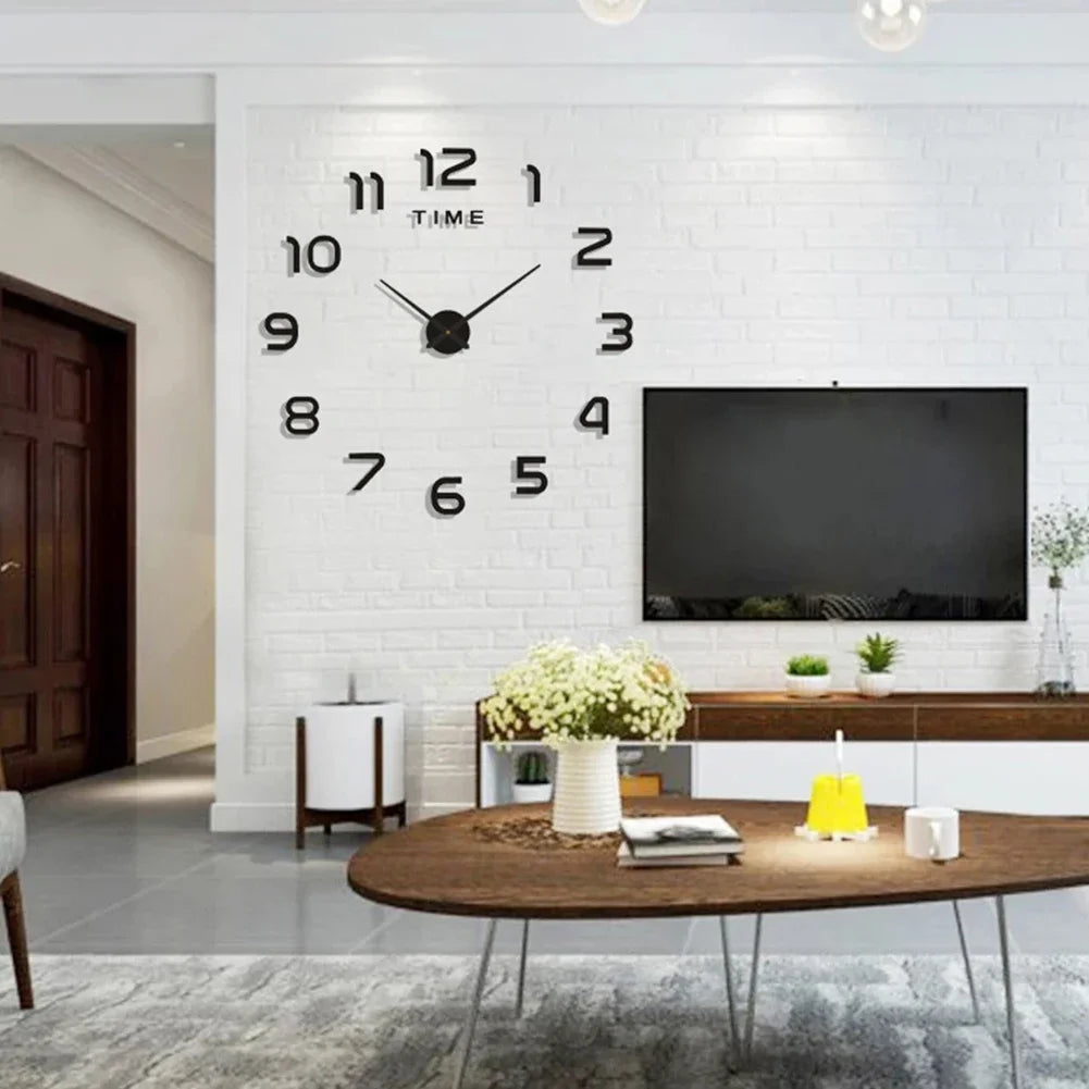 Large DIY Acrylic Wall Clock 40cm/90cm 3D Silent Frameless Wall Sticker Home Decor Gift For Living Room Bedroom Kitchen Office HIP