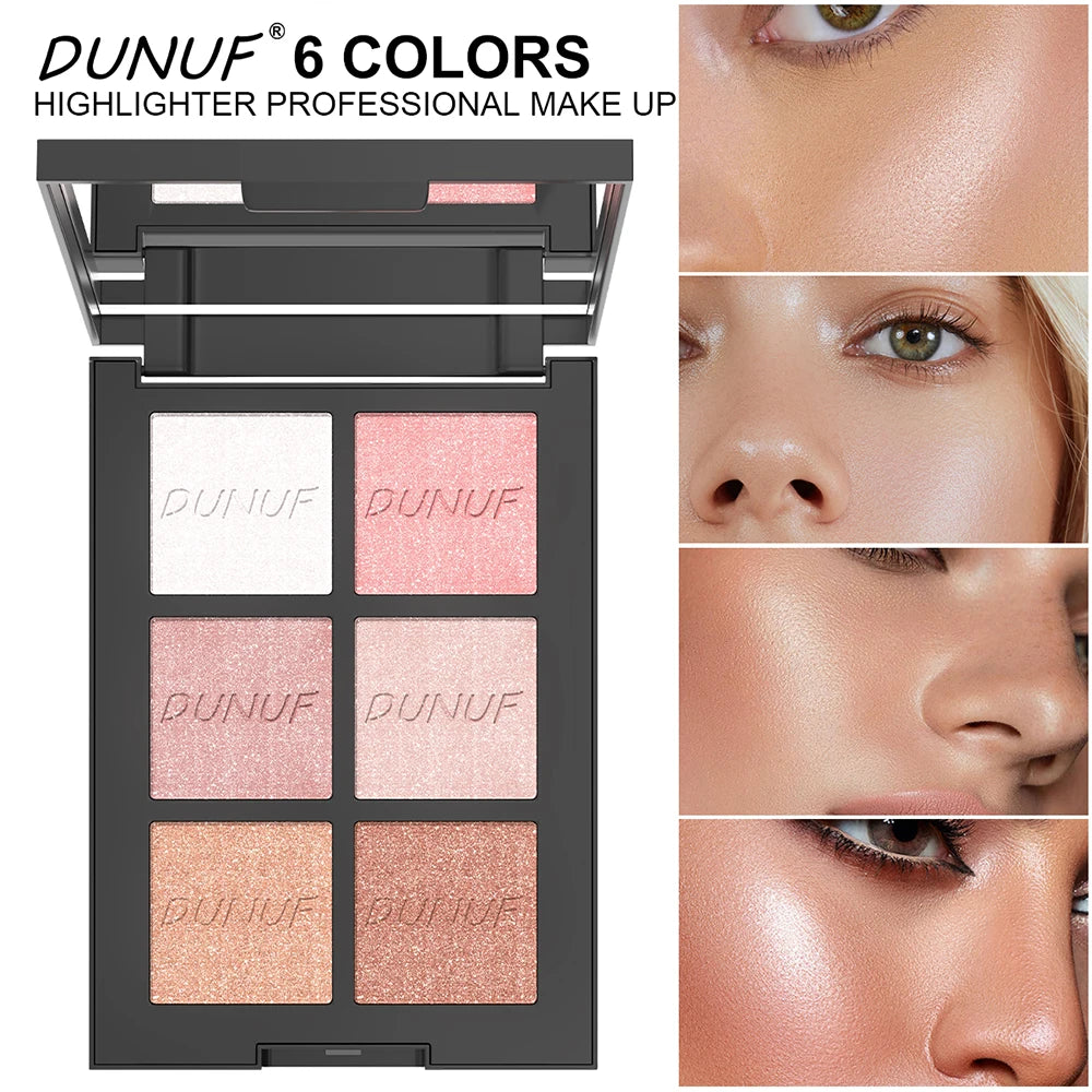 DUNUF 6-Color Highlighter Palette – Matte & Pearl Contour Highlighter Palette HIP DUF20252