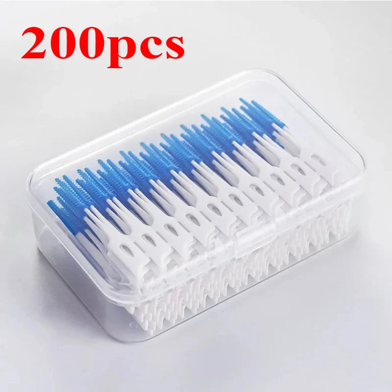 RUZOFO 200/400pc Silicone Interdental Brushes – Oral Care Interdental Brush HIP C623-blue 200pcs