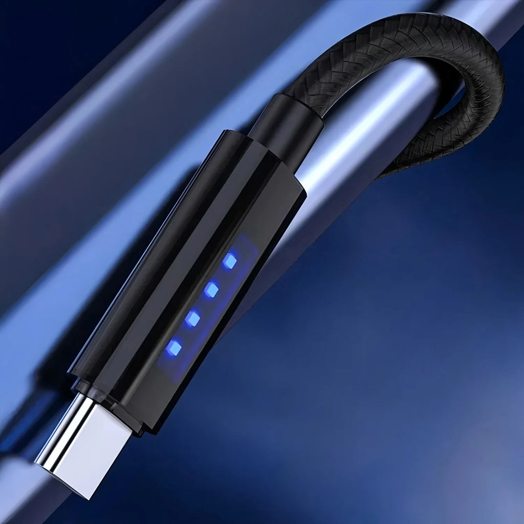 BESY LED USB-C to C Fast Charging Braided Cable – 3A Dual PD USB-C Charging Cable HIP