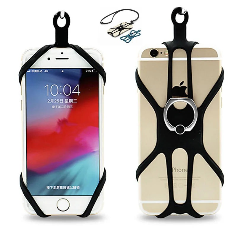 Silicone Phone Neck Strap & 360° Rotatable Ring Stand Phone Neck Lanyard HIP