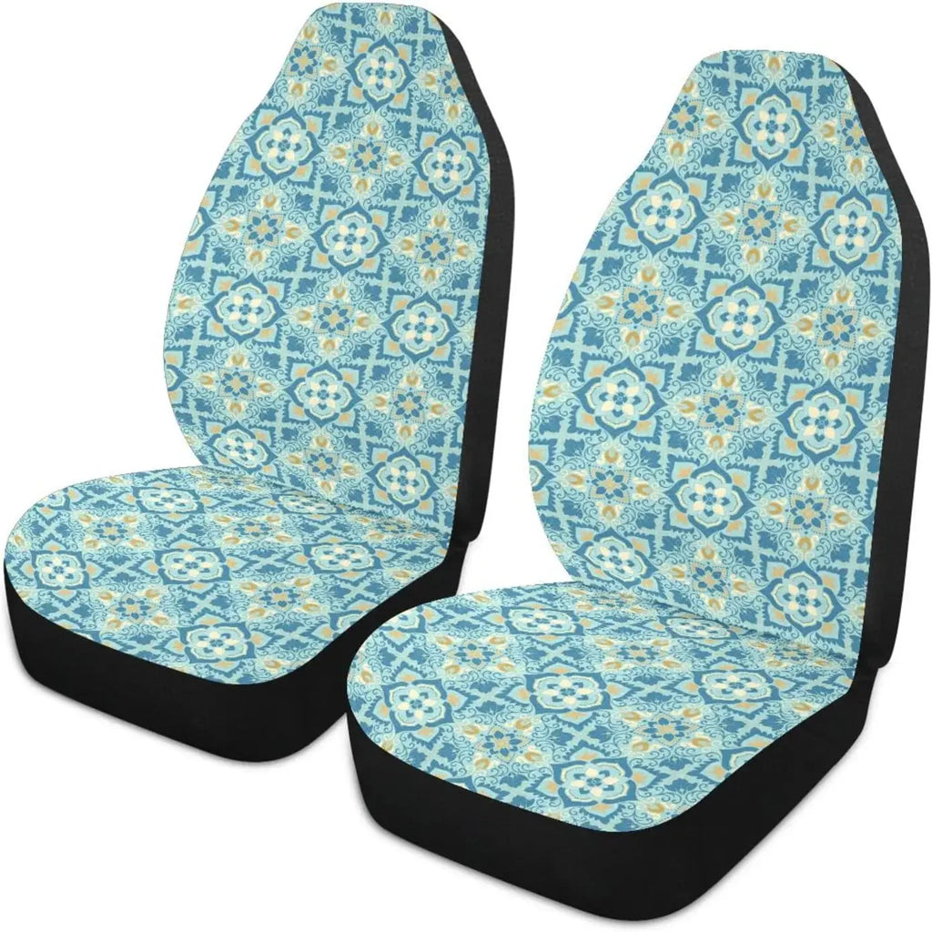 Victorian Damask Car Seat Covers – Gothic Black Vintage Set of 2 Car Seat Covers HIP 8
