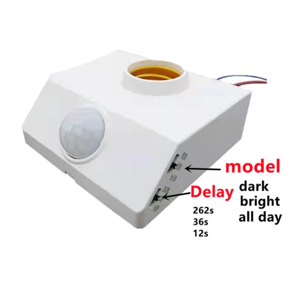 E27 PIR Motion Sensor Bulb Socket Adapter 85V–265V 100W Motion Sensor Socket HIP