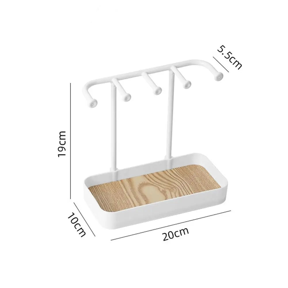 Jewelry Display Rack with Drawer & Wooden Base | Desktop Organizer Jewelry Display Rack HIP White