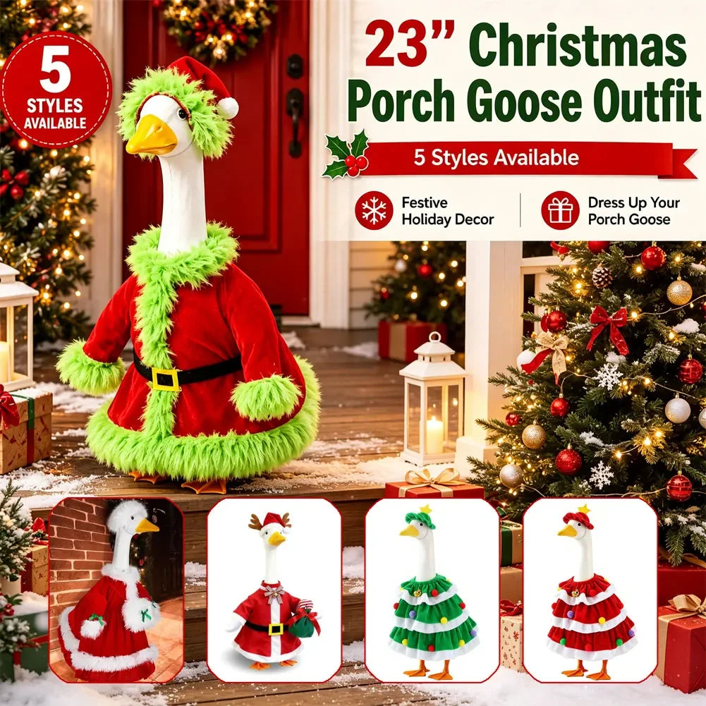 Porch Goose Outfit 23 Inch Christmas Santa Claus Elk Christmas Tree Costume Set Decor For Yard Lawn Garden HIP