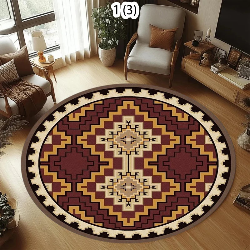 Vintage Bohemian Round Printed Rug – Bedroom & Living Room Round Area Rug HIP