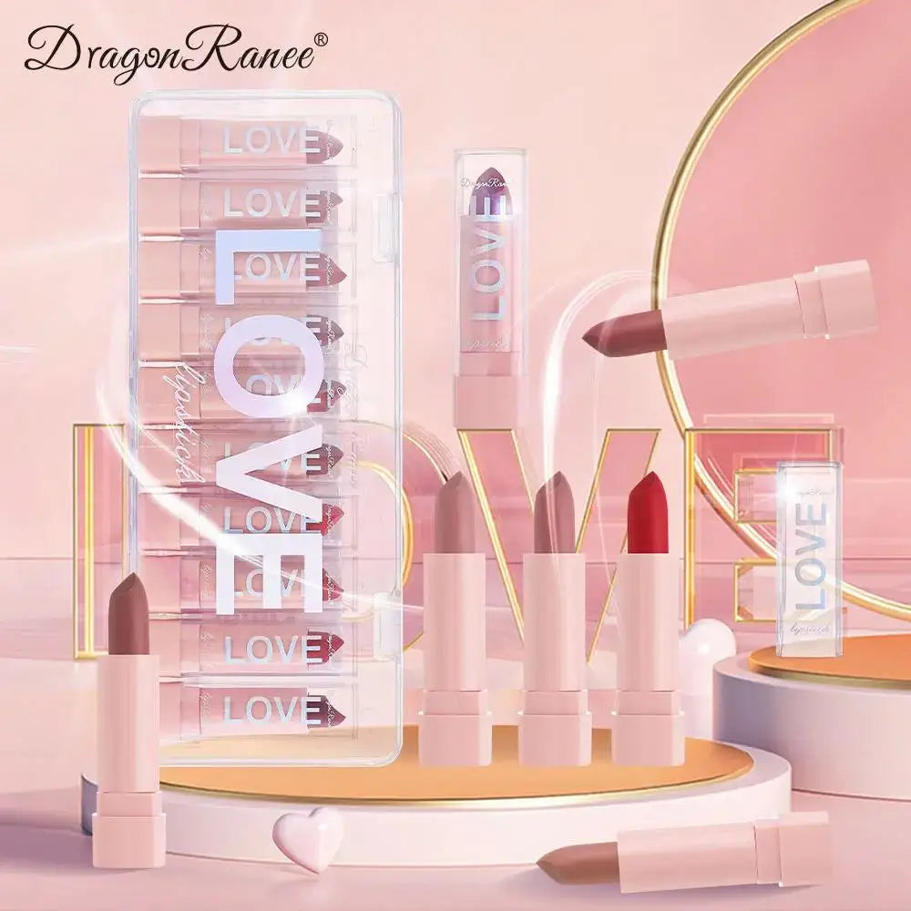Dragon Ranee 10-Color Mini Matte Lipstick Gift Set | Velvet Matte Lipstick Set HIP