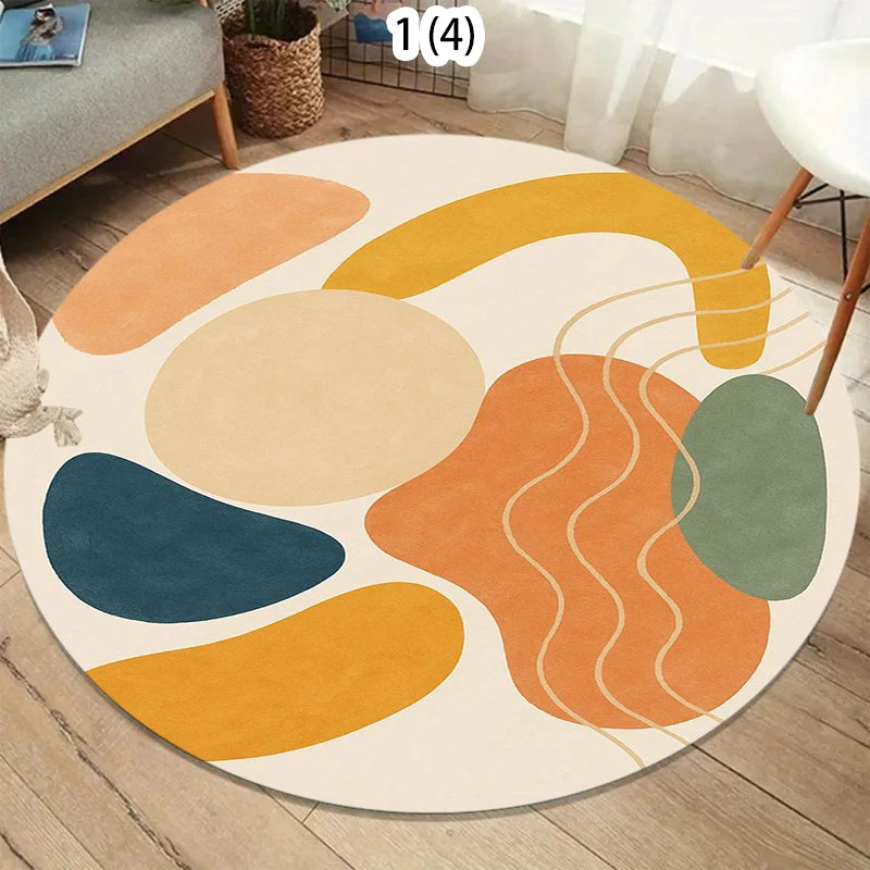 Modern Round Rug – Soft, Anti-Slip & Washable Floor Mat Round Area Rug HIP 1 120X120CM
