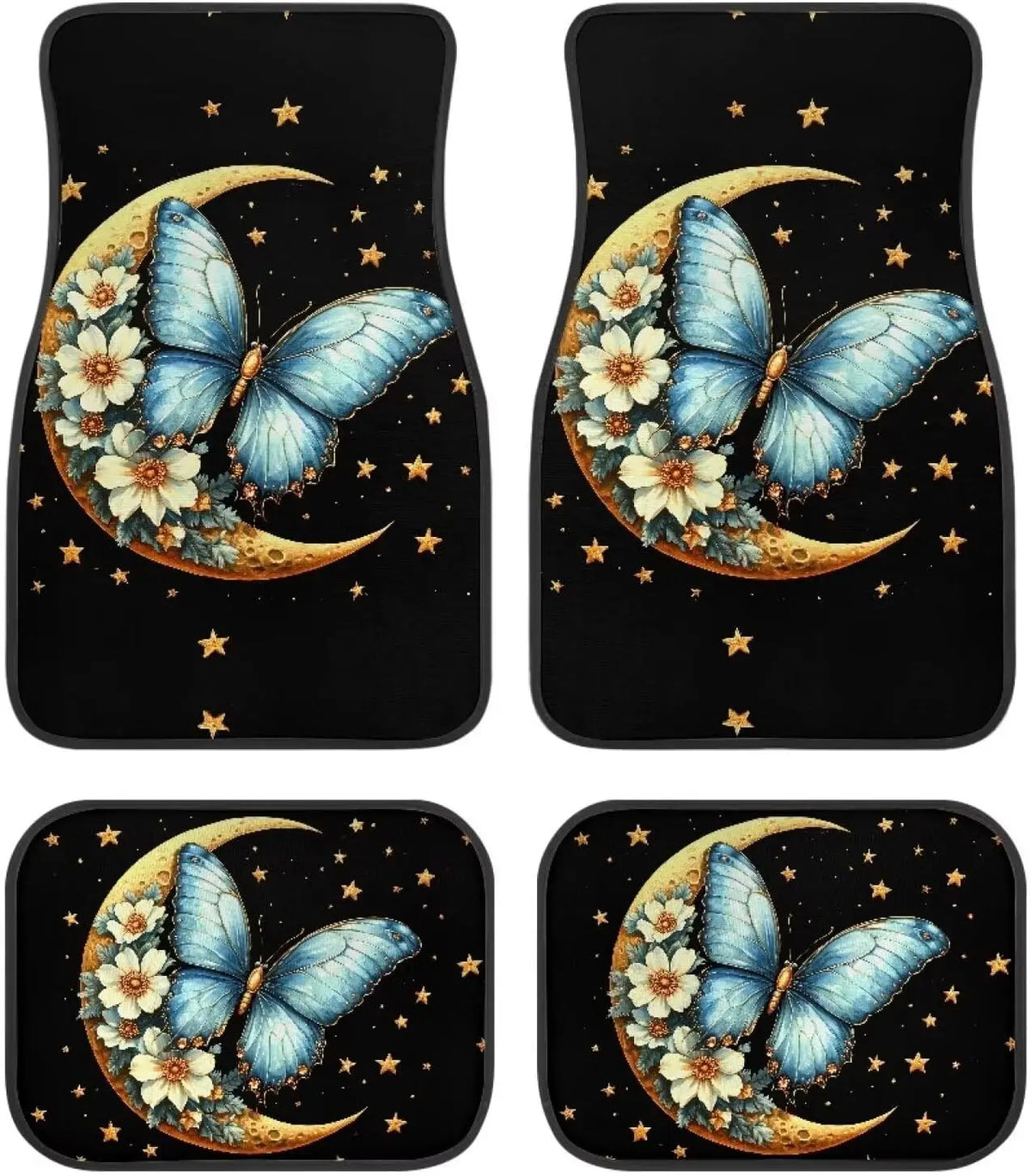 Butterfly Floral Moon Car Floor Mats – Set of 4 All Weather Car Floor Mats HIP 1