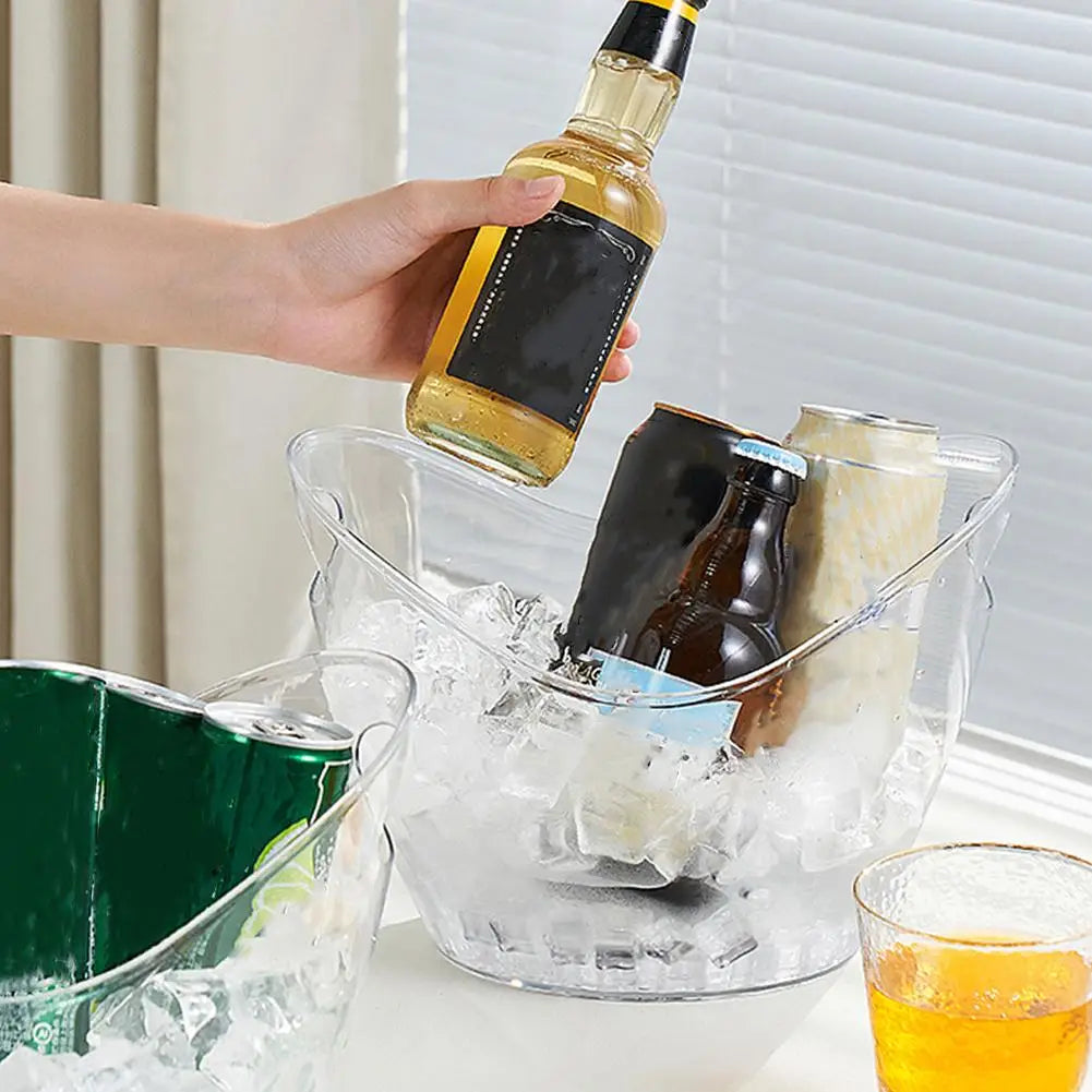 Large Capacity Ice Bucket Transparent Plastic Champagne Wine Bucket With Handle Portable Beer Ice Tub For KTV Bar Party Supply HIP