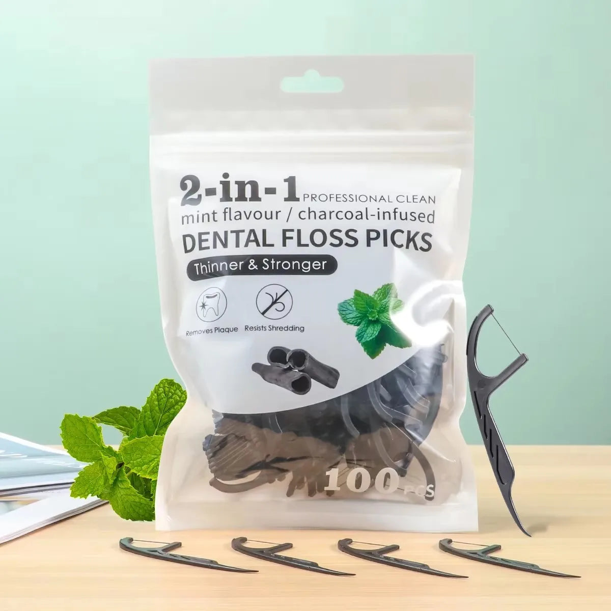 RUZOFO Bamboo Charcoal Menthol Dental Floss Picks 30–500 Pcs Dental Floss Picks HIP