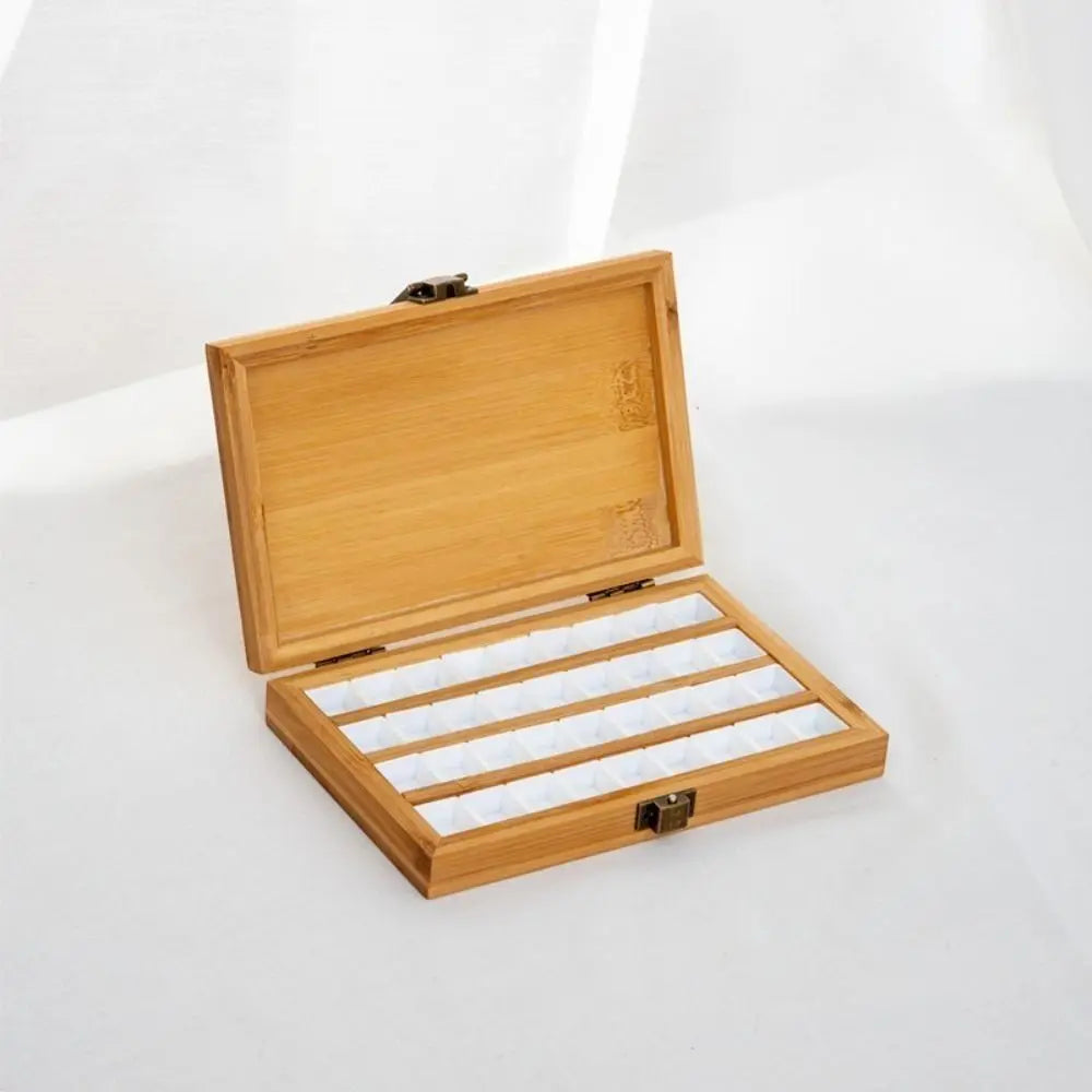 Bamboo Watercolor Palette Box – 24 or 36 Grid Paint Storage Watercolor Palette Box HIP