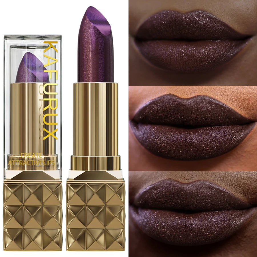 KAFURUX Glitter Metallic Lipstick – Pearlescent Lip Tint Glitter Metallic Lipstick HIP