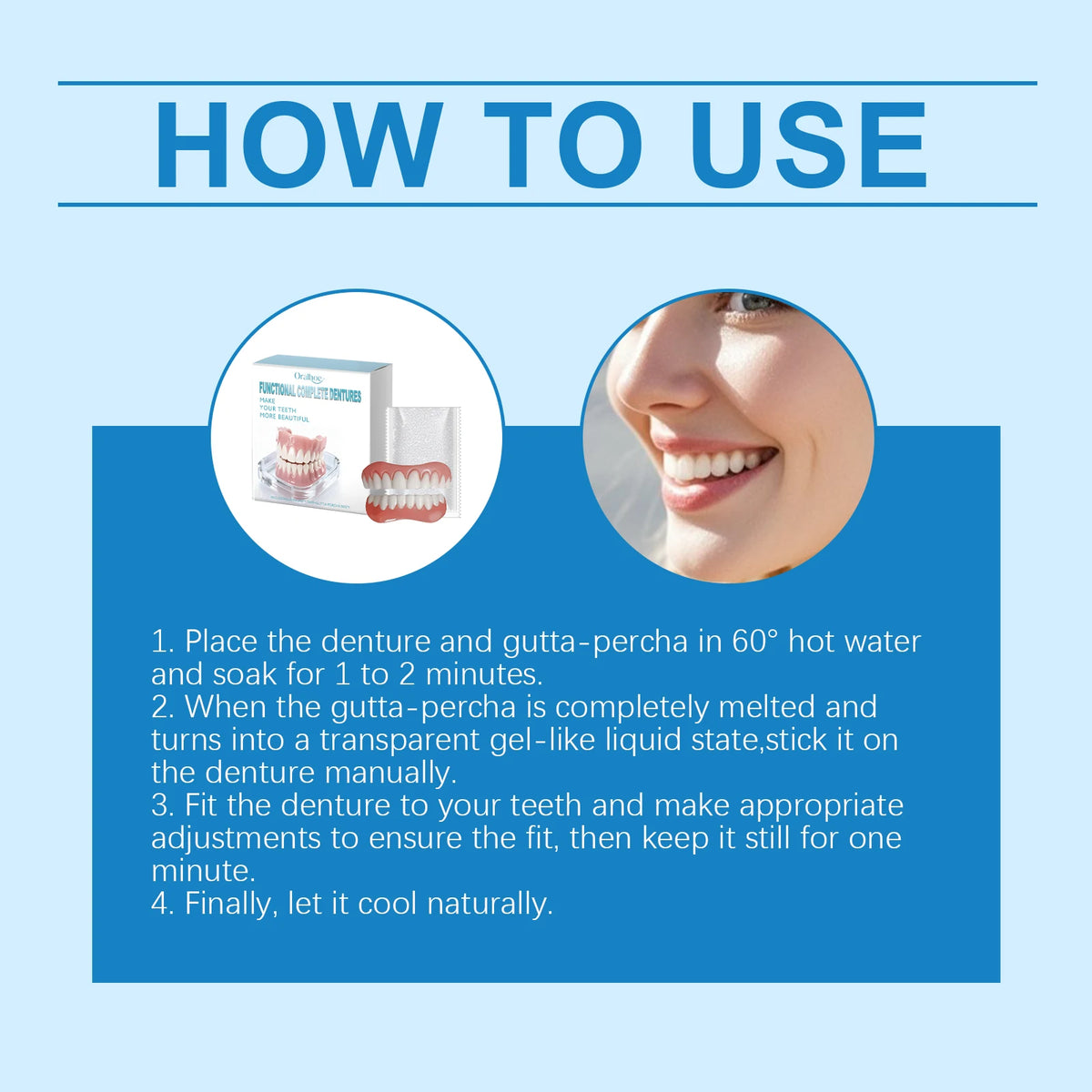 Temporary Denture Repair Kit – Moldable Resin Upper & Lower Denture Repair Kit HIP