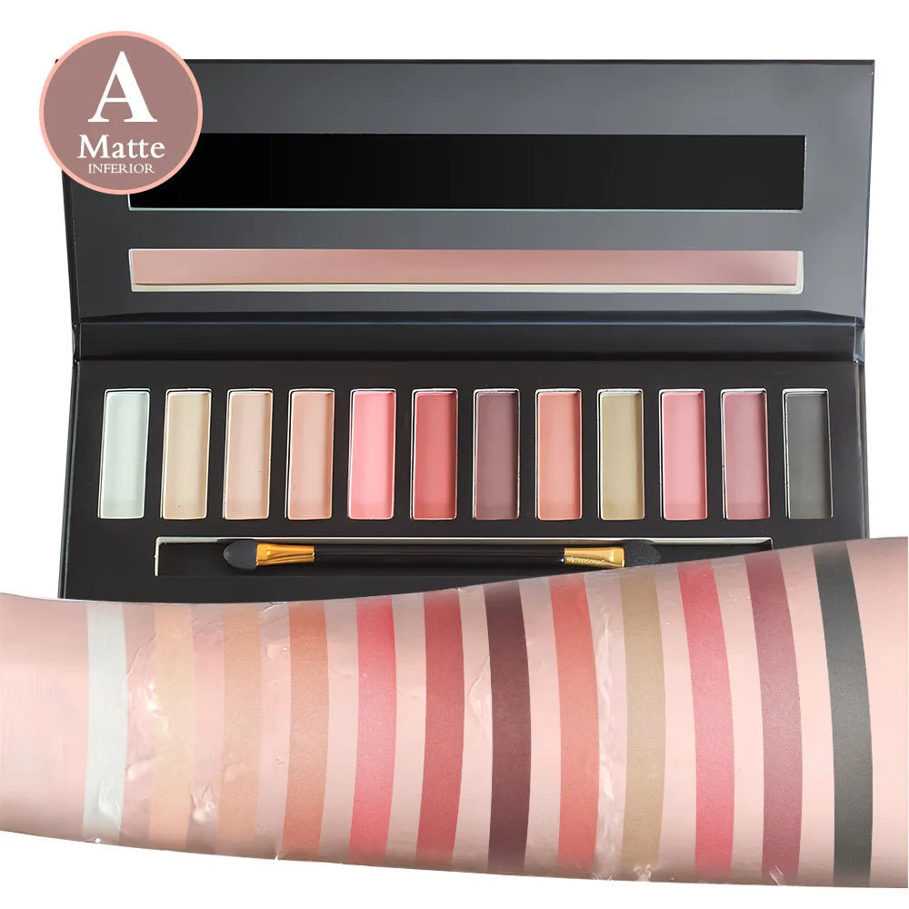 Fit Colors 12-Shade Matte & Shimmer Eyeshadow Palette | Contour & Blush Eyeshadow Palette HIP A Matte INFERIOR 12g