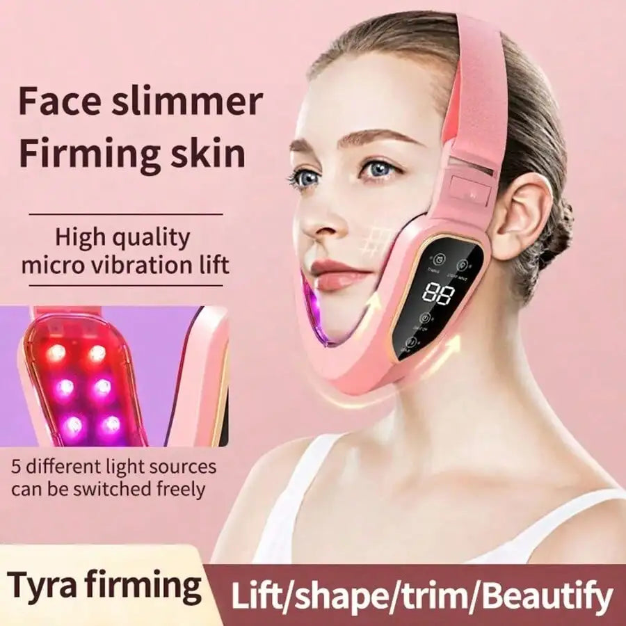 Electric V-Face Beauty Massager with LCD – AXH Facial Device Facial Massage Device HIP Pink