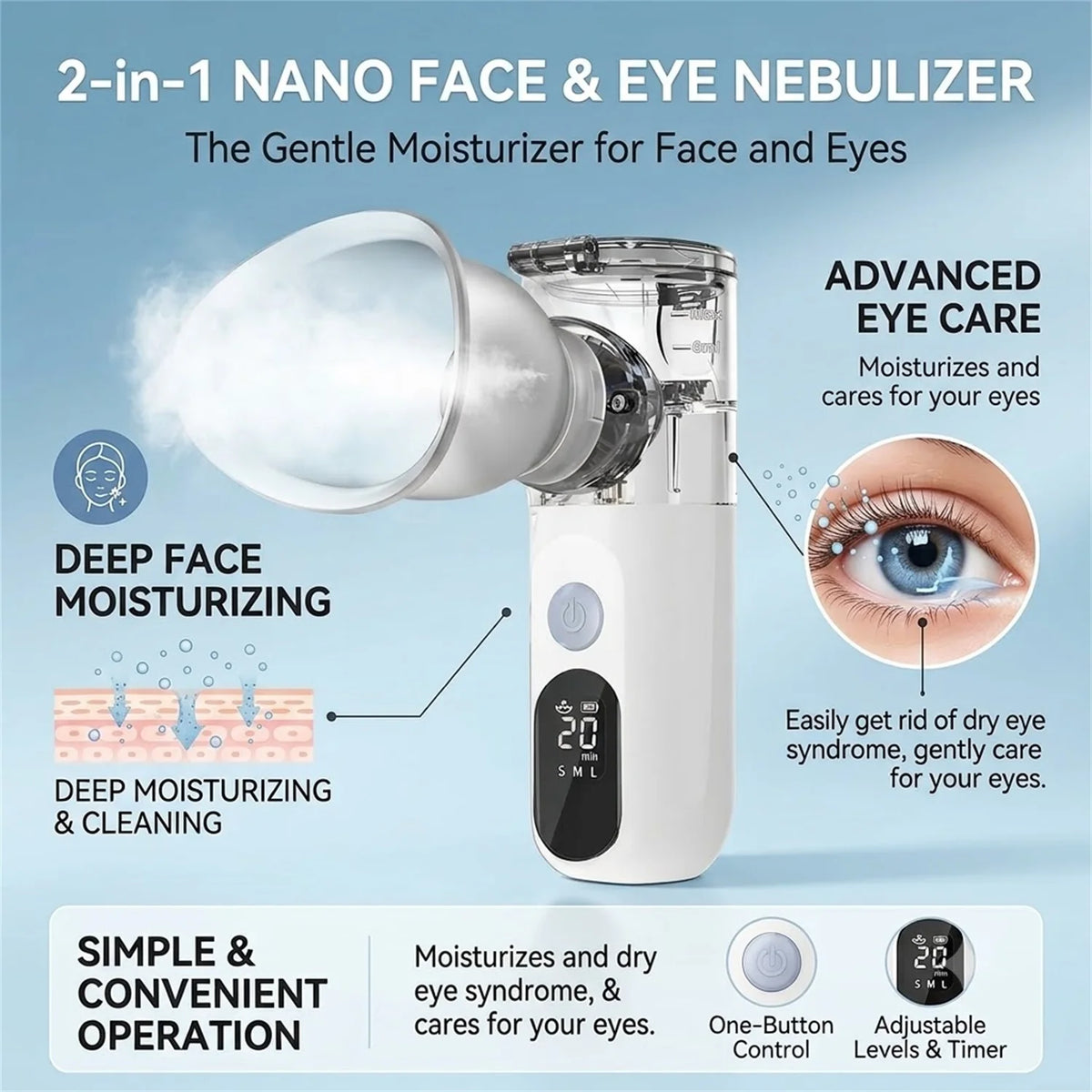 Fireurus Mesh Nebulizer Eye Steamer – USB Rechargeable Mist Eye Mist Steamer HIP